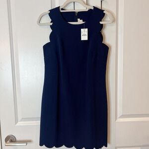 J. CREW -NWT- Navy Scalloped Hem Sleeveless Shift Dress | 2